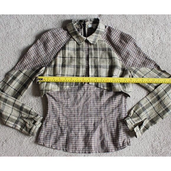Rodarte x Opening Ceremony - Contrast Plaid Overlay Shirt, size XS - Picture 8 of 9